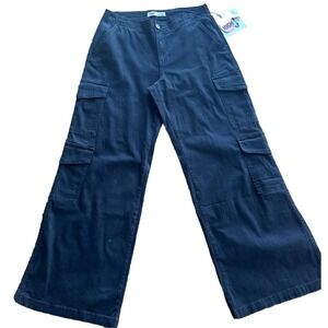 YMI High Rise All Day Cargo Pants Black Wide Leg Utility Trousers P190321 Size 9